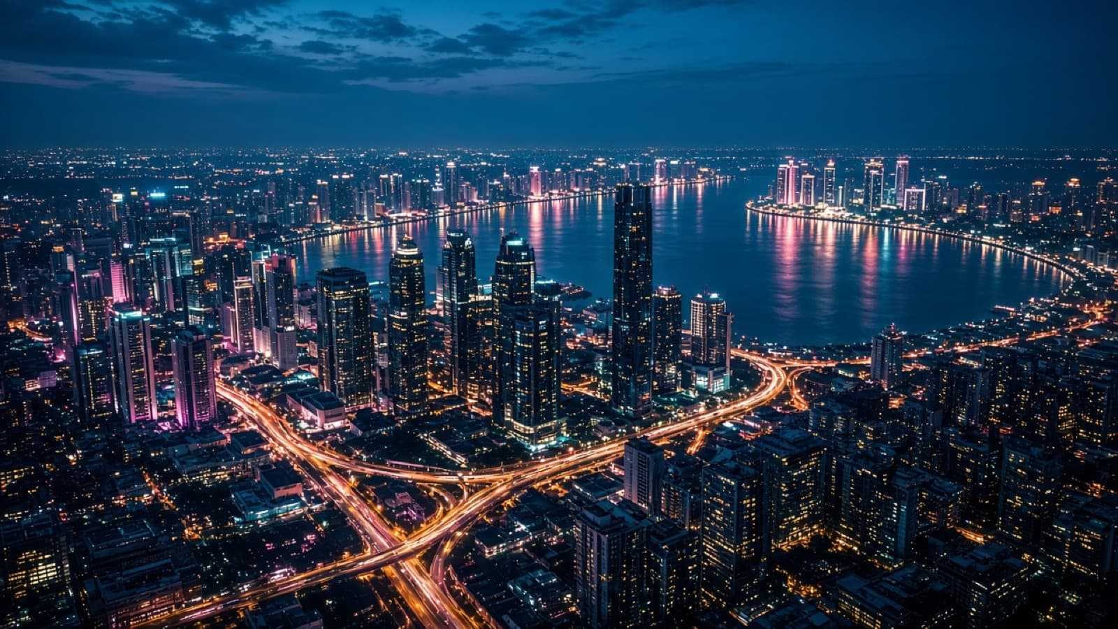 Cinematic city at night